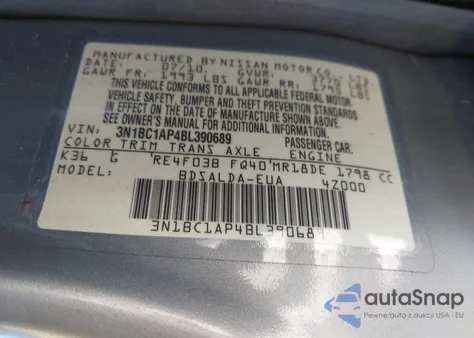 2011 Nissan Versa 1.8S from USA, damaged, VIN 3N1BC1AP4BL390689